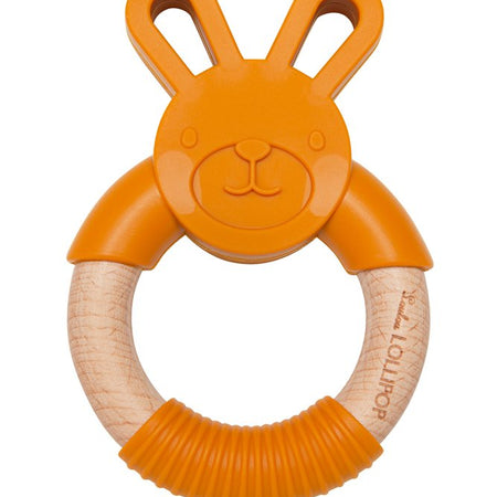 LOULOU LOLLIPOP Bunny Silicone & Wood Teether (anneau de dentition en bois)